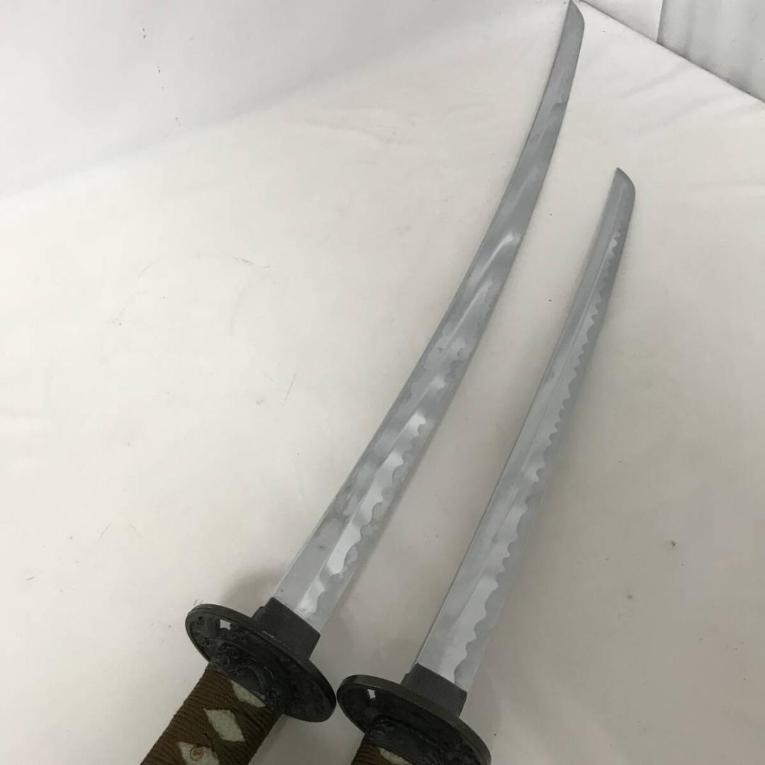 時代物 刀 日本刀 模造刀 大小一組 全長約100/66㎝ 龍目貫