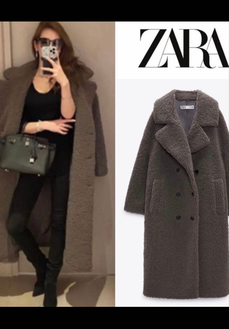 完売品✨ZARA　ダブルブレスト　フェイクボアコート　テディベア　US Mサイズ Yahoo!オークション - 今期完売 ZARA ダブルブレストフェイクボアコー