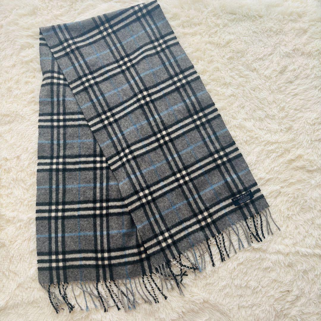 BURBERRY LONDON マフラー カシミア100% スモークドチェック Burberry London Scarf 54x11 Inches Black Nova Check 100% Lambswool