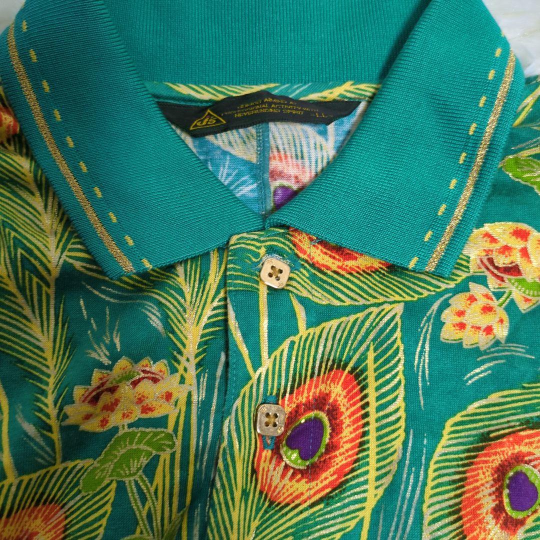 J's JUMBO ジャンボ尾崎 総柄 ポロシャツ 花柄 刺繍 サイズXL