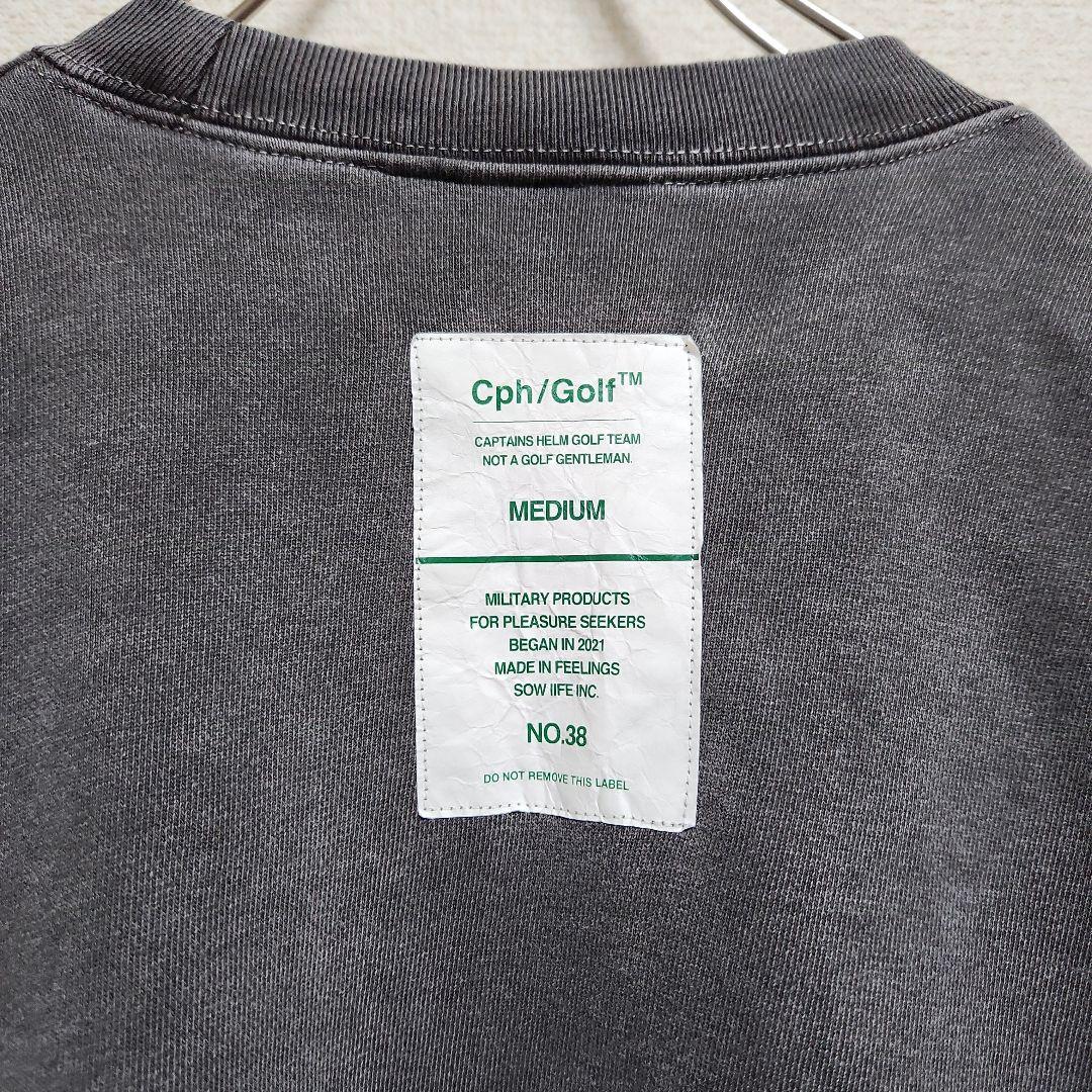 ☆CPH/GOLF™☆スウェット腕ロゴトレーナーデニム調グレーメンズM ☆CPH/