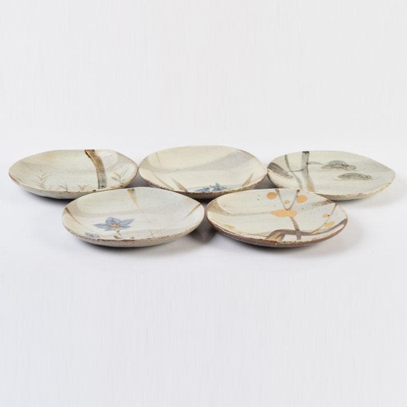和食器 茶懐石 幸兵衛窯 加藤幸兵衛作 絵変 銘々皿 五客 共