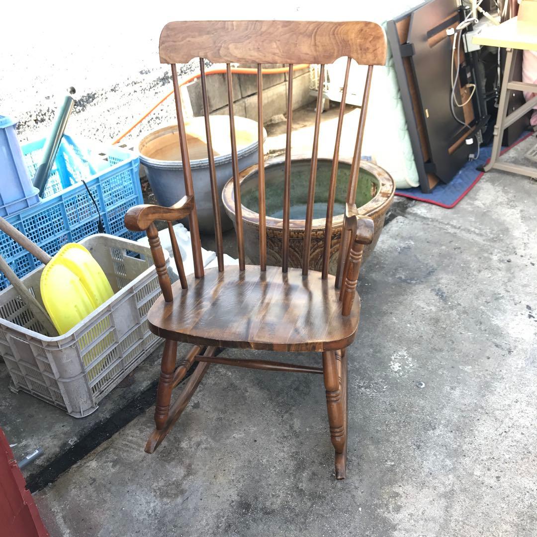 木製ロッキングチェア ブラウン スピンドルバック - メルカリ
