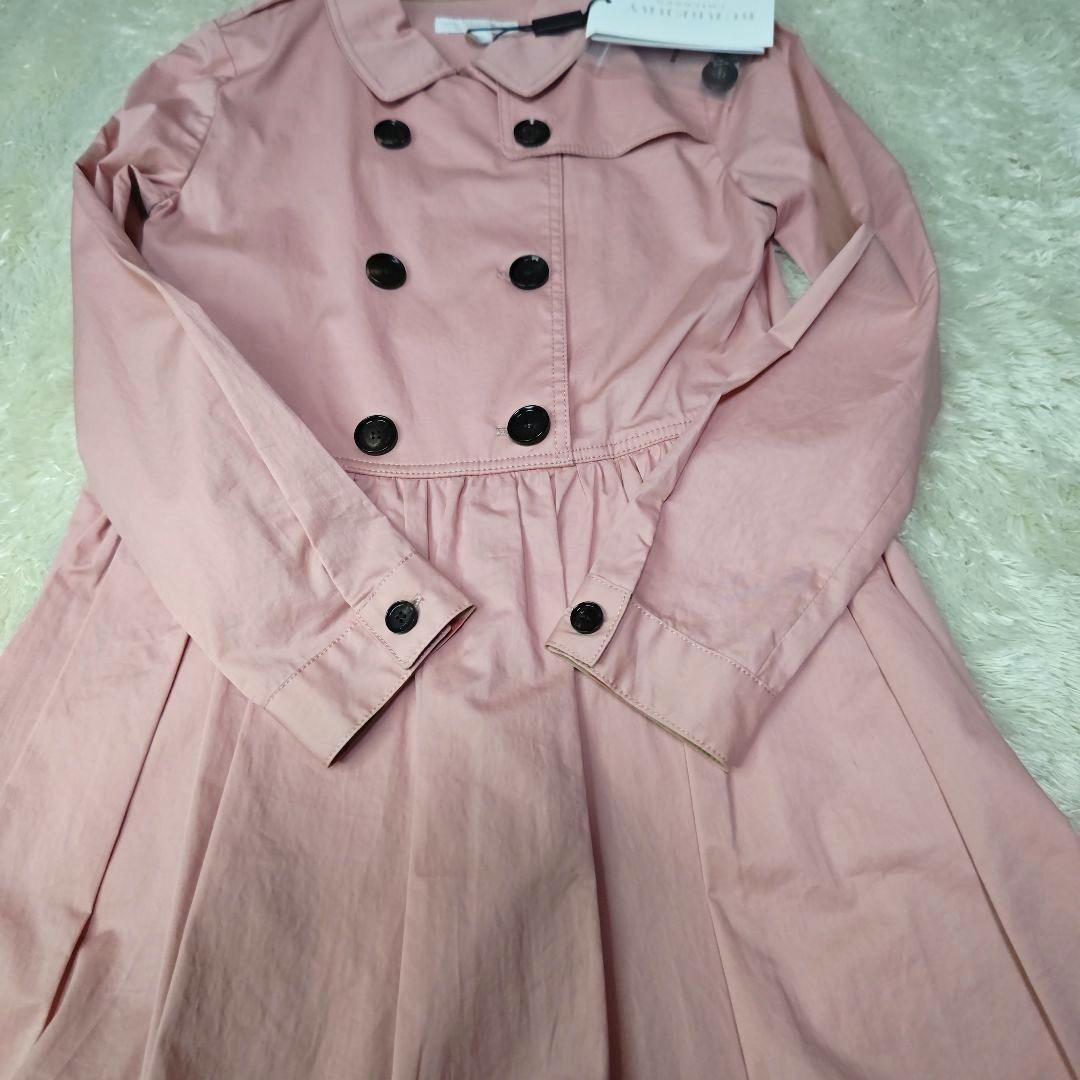 新品タグ付き】バーバリーチルドレン トレンチワンピース 10Y 140 ピンク