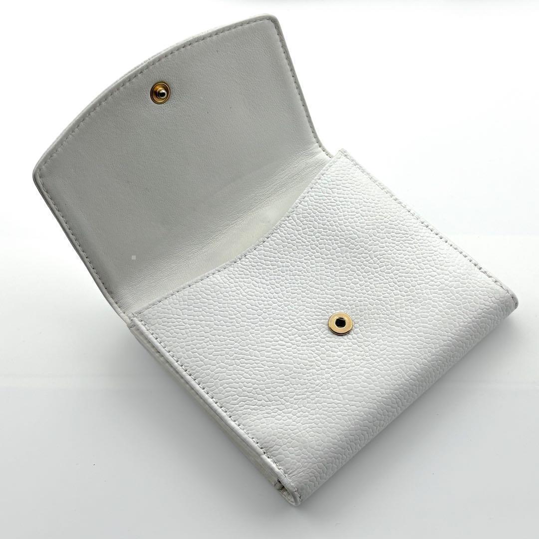 美品✨】シャネル 財布 デカココ キャビア Wホック 二つ折 白 - メルカリ
