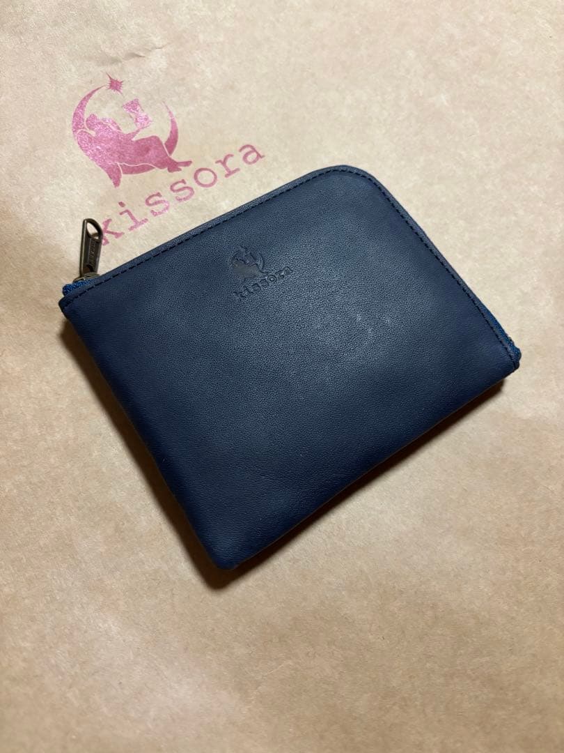 新品未使用 kissora キソラ L字財布 レザー ネイビー紺色 - メルカリ
