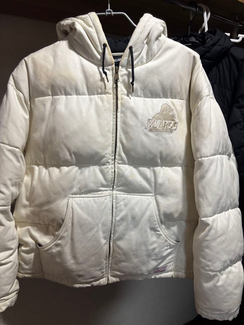 XLARGE フード付きダウンジャケット Lサイズ ホワイト - メルカリ