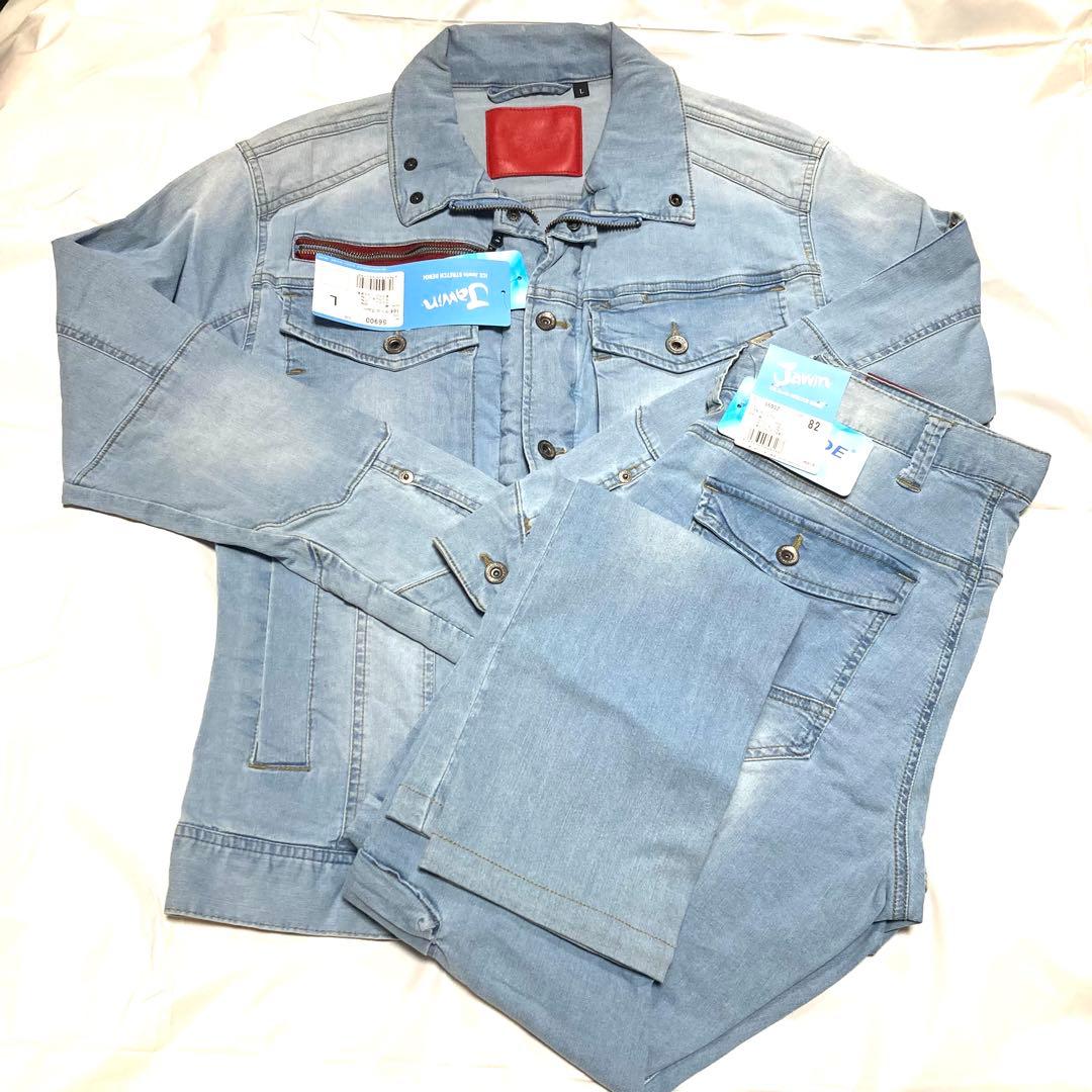 ☆新品 Jawin ストレッチデニム作業着上下(クールブルー) Jawin】57300 series ［2022春夏］を着用💕 かなり伸縮性のある
