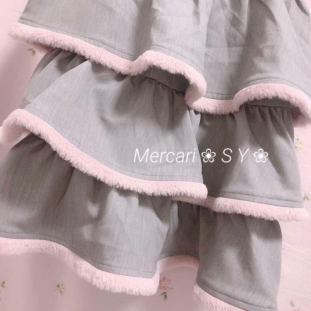 Pium♡ ファー付きティアードジャンパースカート♩ 量産型♩noemie