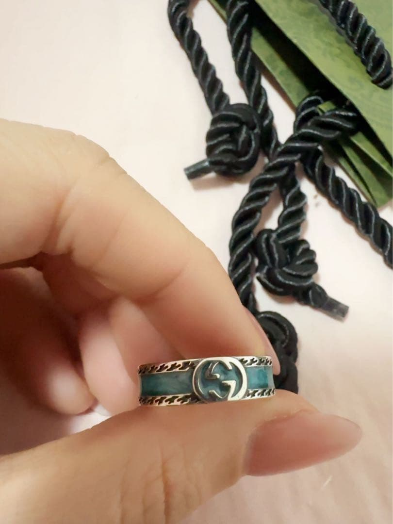 極美品グッチインタロッキングG リング ターコイズ 12号 - メルカリ