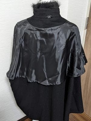 228 ピュアカシミヤ 100％ フォックス ポンチョコート マント ケープ