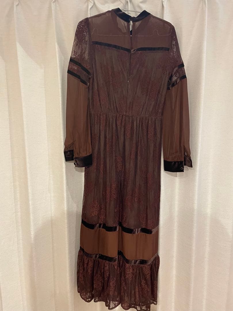 AMERI シアーレースドレスSHEER LACE DRESSボルドー L108557007