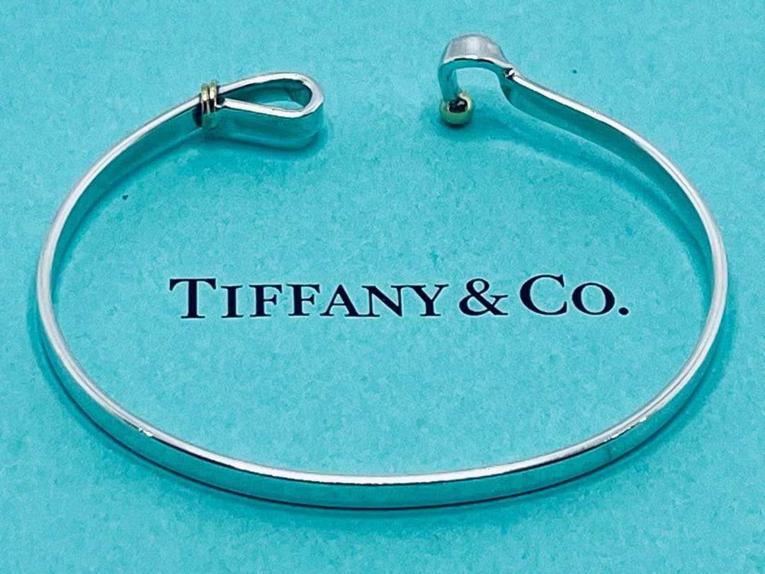 h482 ティファニー フック&アイ コンビ バングル 750/925 k18 - メルカリ