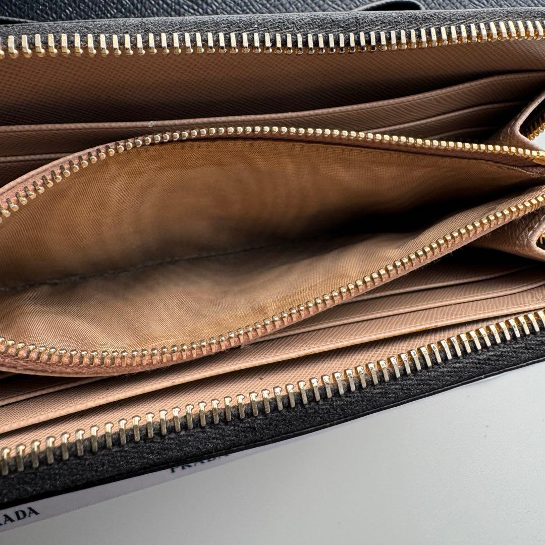 美品】166 PRADA プラダ ラウンドファスナー 長財布 リボン