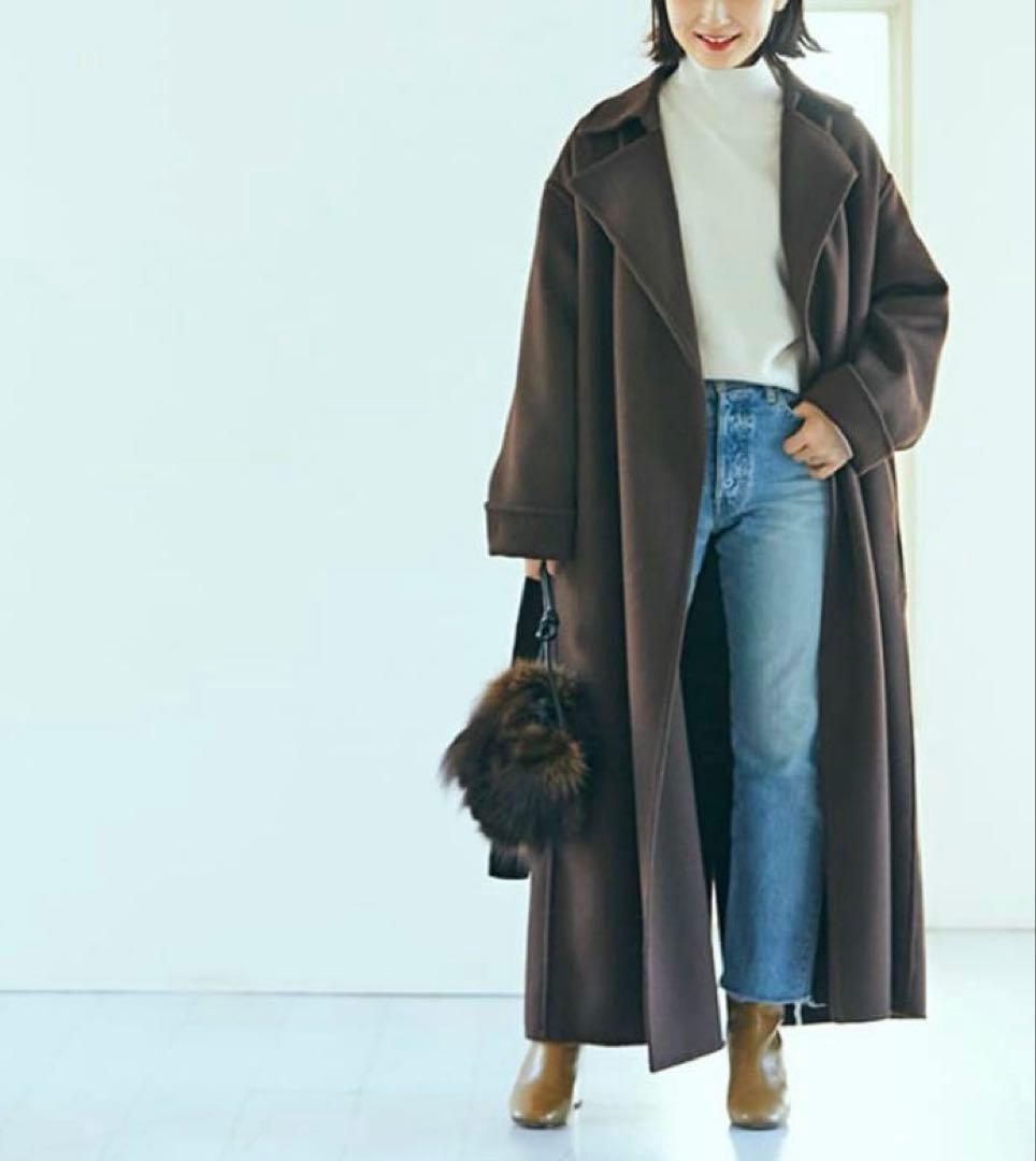 定価13.2万円 ドゥーズィエムクラス ウールモッサ マキシガウンコート