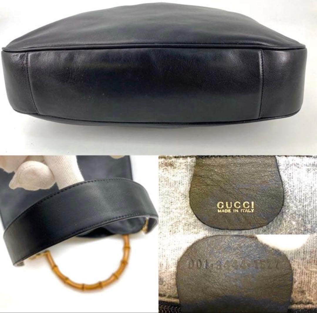 グッチ バンブー トート バッグ ショルダー 革 黒 EO584 gucci - メルカリ
