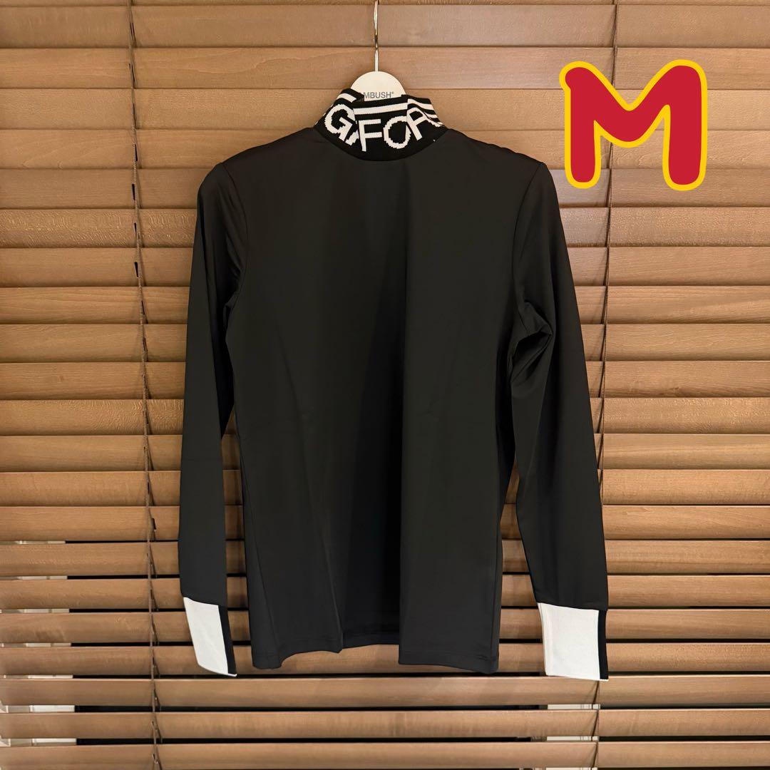 M】G/FORE ジーフォア ゴルフ カットソー モックネック長袖Tシャツ 黒