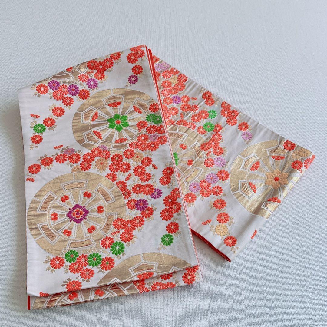 フルセット 七五三 7歳女の子 水色白 花扇 毬 白系袋帯 簡単半衿