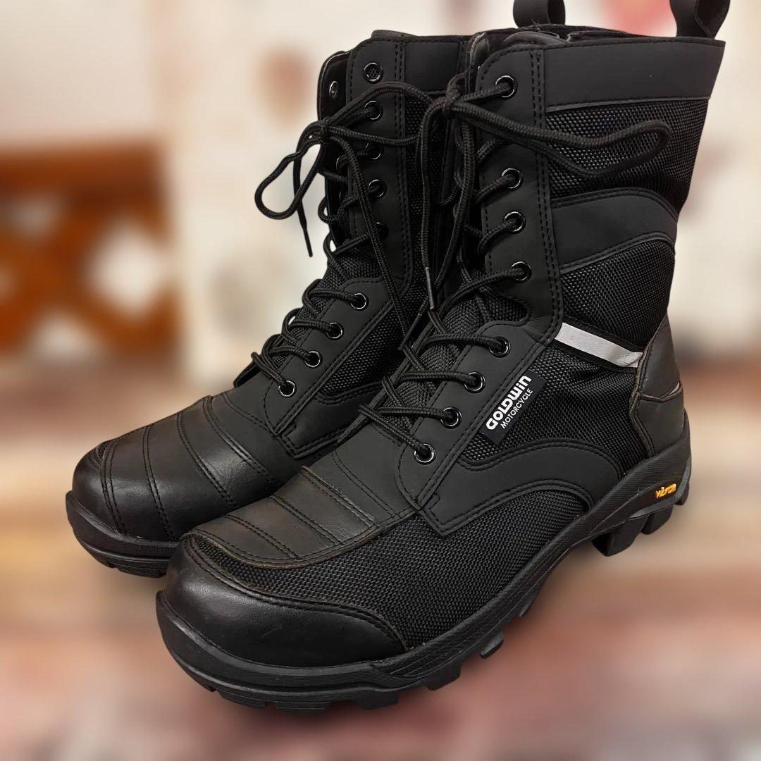 極美品 ゴールドウイン バイク用ブーツ ビブラムソール 防水透湿 26cm Goldwin ライディング ウォータープルーフ ショートブーツ】高い防水