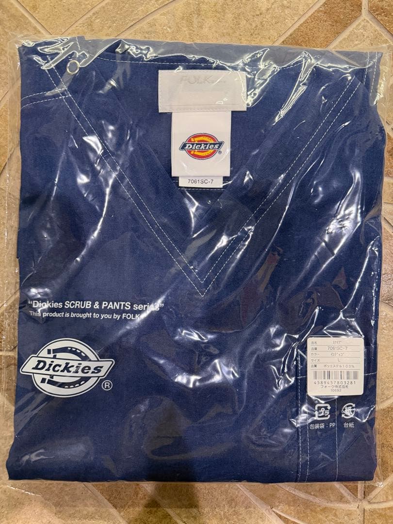 【新品未使用品】ディッキーズ（男女）スクラブ上下 L インディゴ 医療FOLK Dickies（ディッキーズ） スクラブ 医療 白衣 7061SC 兼用 SS〜4L