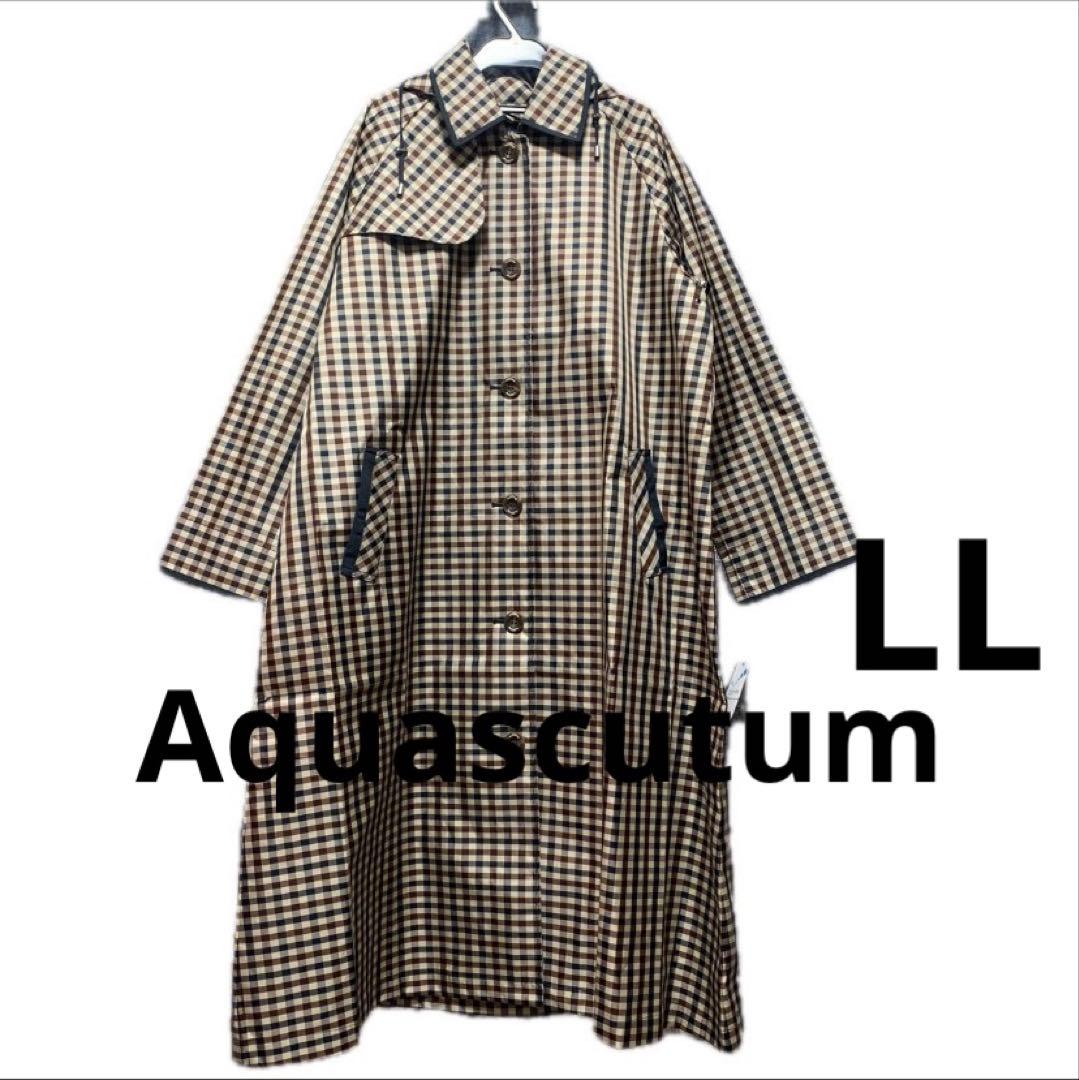 【新品】アクアスキュータムAquascutum レインコート　チェック　LL クラブチェックタフタ レインコート