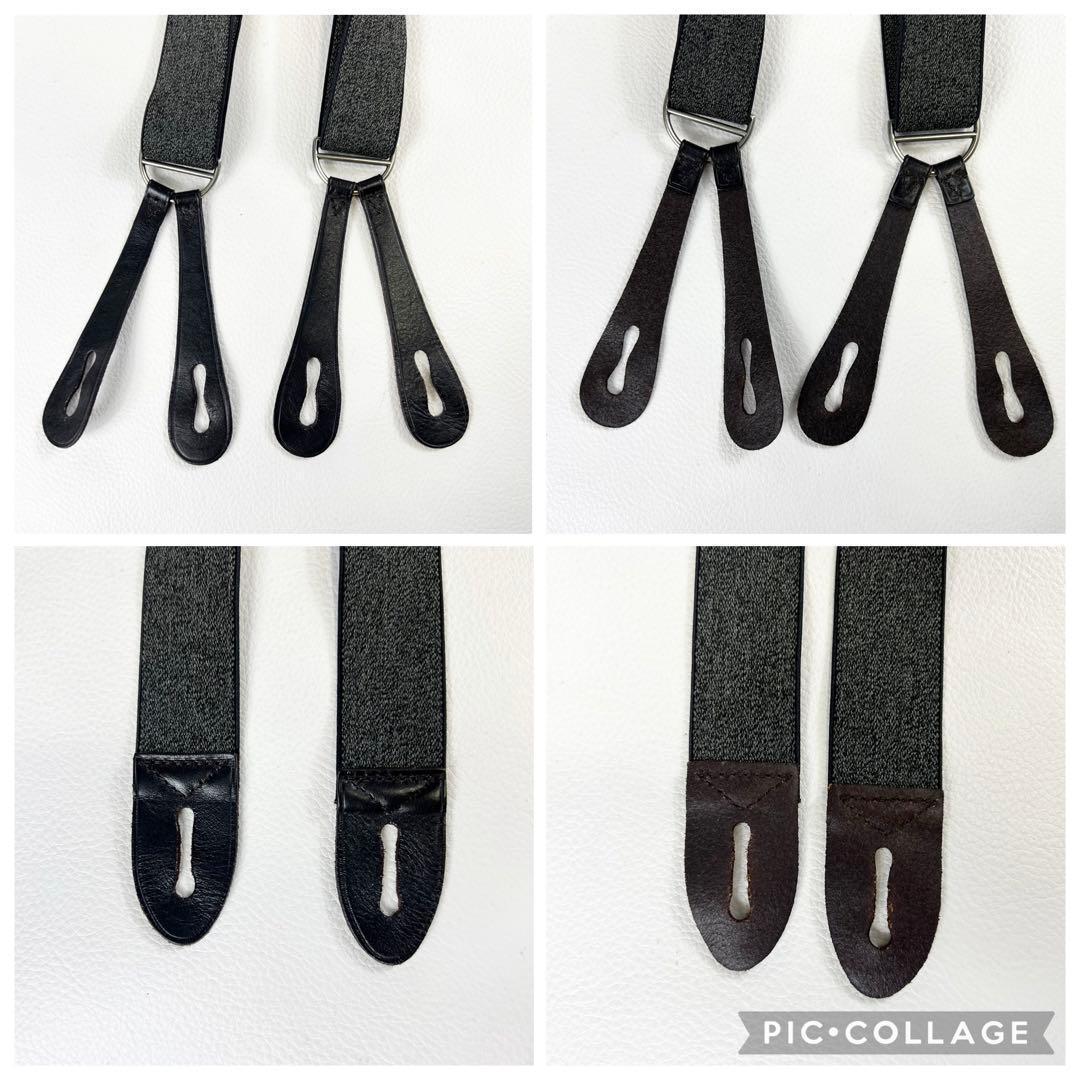 現行✨】RRL ダブルアールエル サスペンダー ボタン式 レザー シルバー