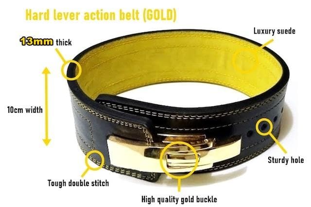 S(GOLD)｜本牛革OEMレバーアクションパワーベルト13mm極厚ハード