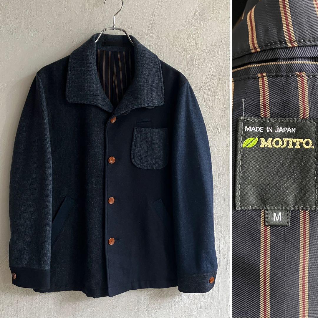 美品 MOJITO ヘリンボーンウール カバーオール ジャケット モヒート 美品 MOJITO ヘリンボーンウール カバーオール ジャケット モヒート