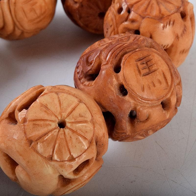 時代提げ物 木彫 干支 根付 トンボ玉 数珠 念珠 装飾品 N 8780 時代提げ