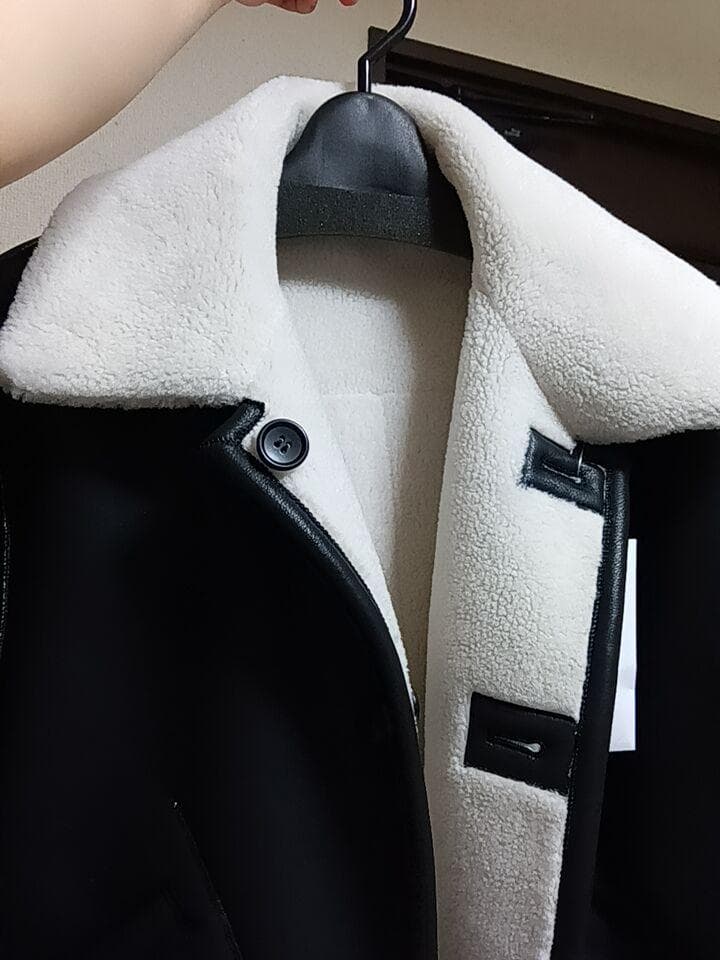 処分前価格】フロントレザー✕ムートンステンカラージャケット
