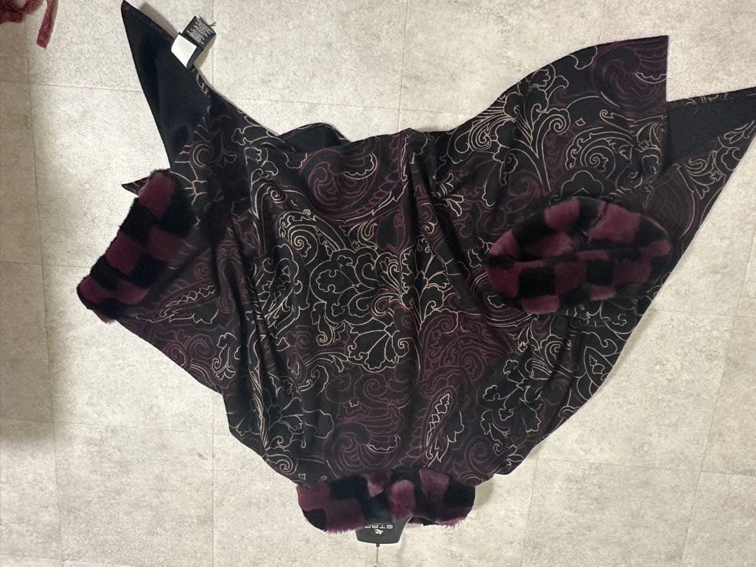 ETRO パープル 花柄 ポンチョ・ケープコート