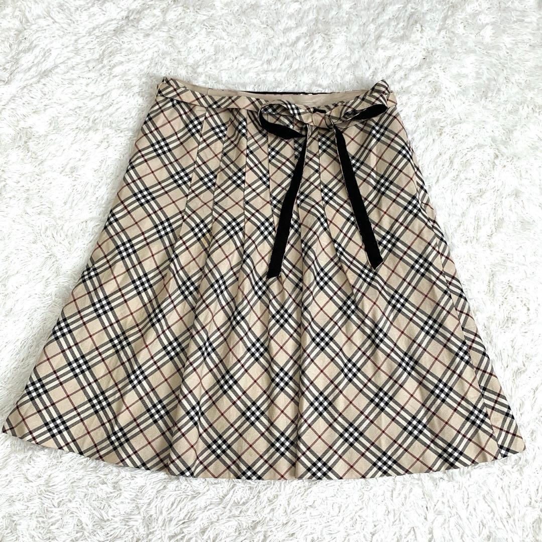 バーバリー ブルーレーベル ミニスカート ノバチェック ベルト付き リボン BURBERRY ブルーレーベル ノバチェック柄 ミニスカート リボン付