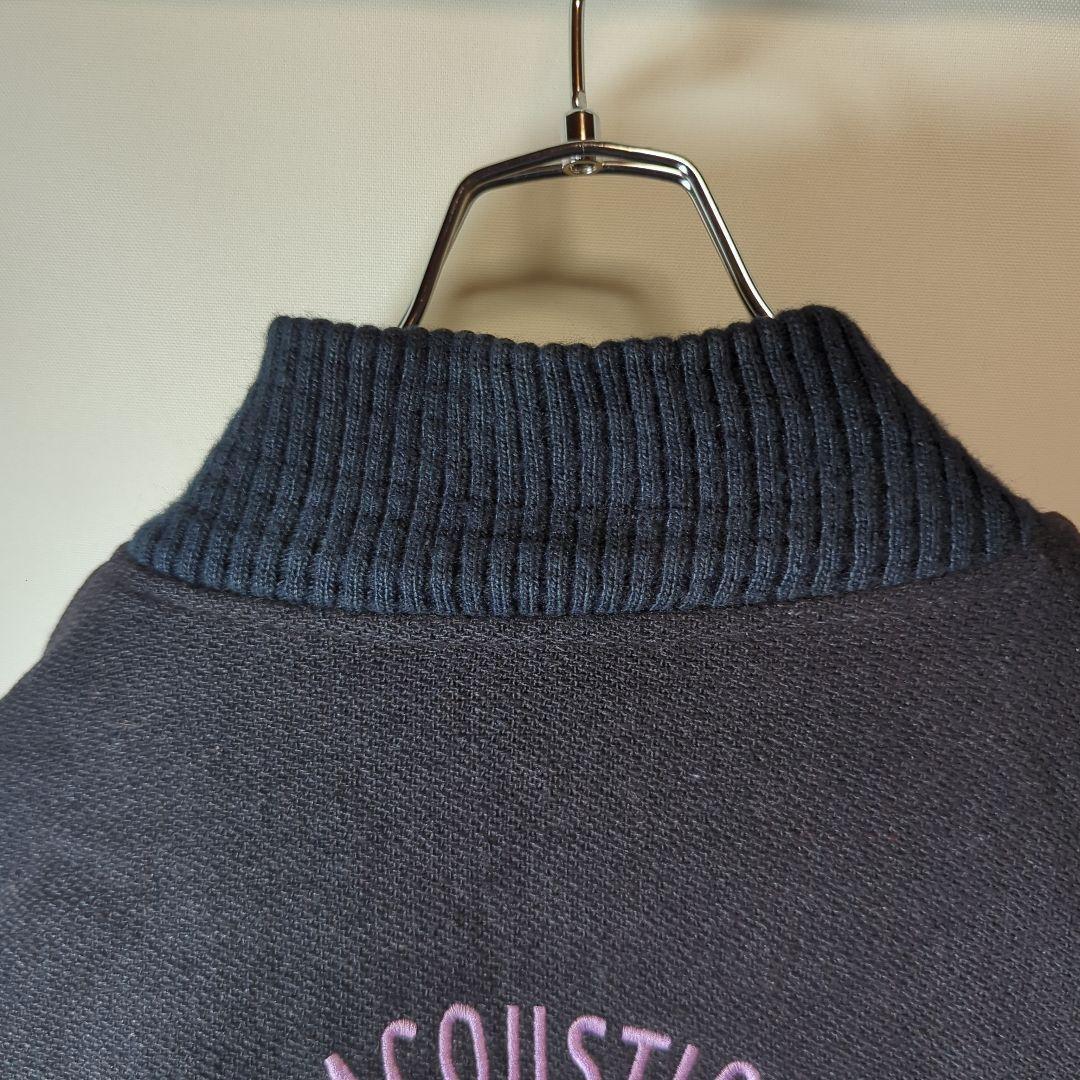 《企業物》入手困難　袖レザー スタジャン 古着　刺繍　バックロゴ　太アーム　ｌ