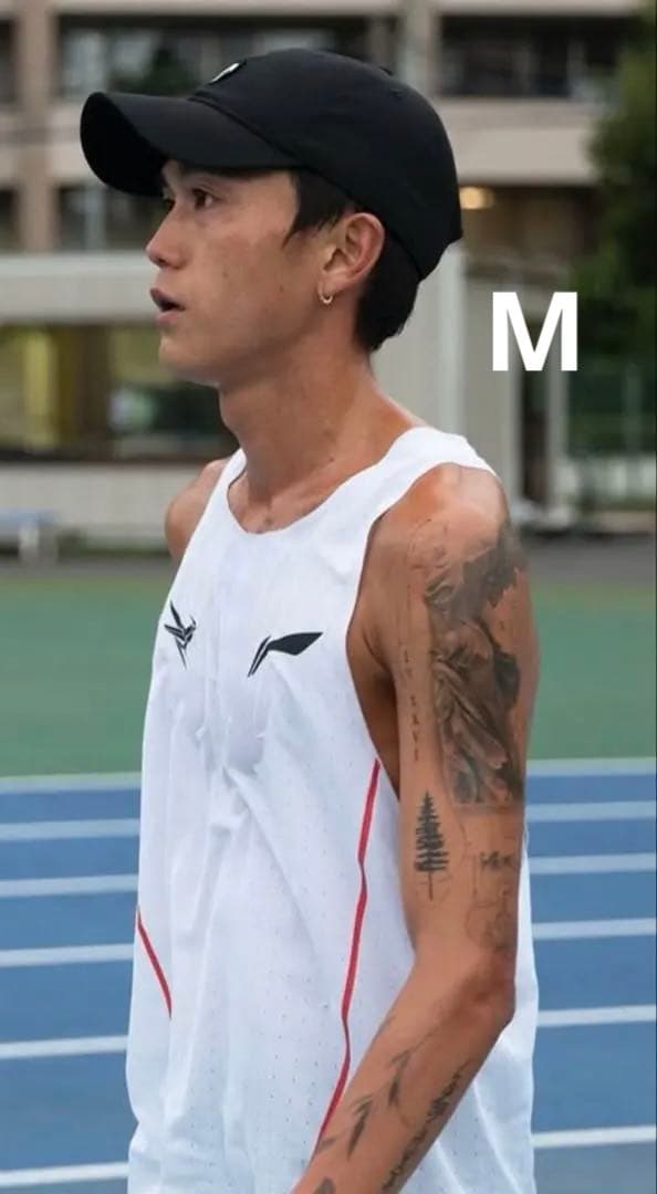 Li-ning（リーニン）シングレット ホワイト 大迫傑選手着用モデル M