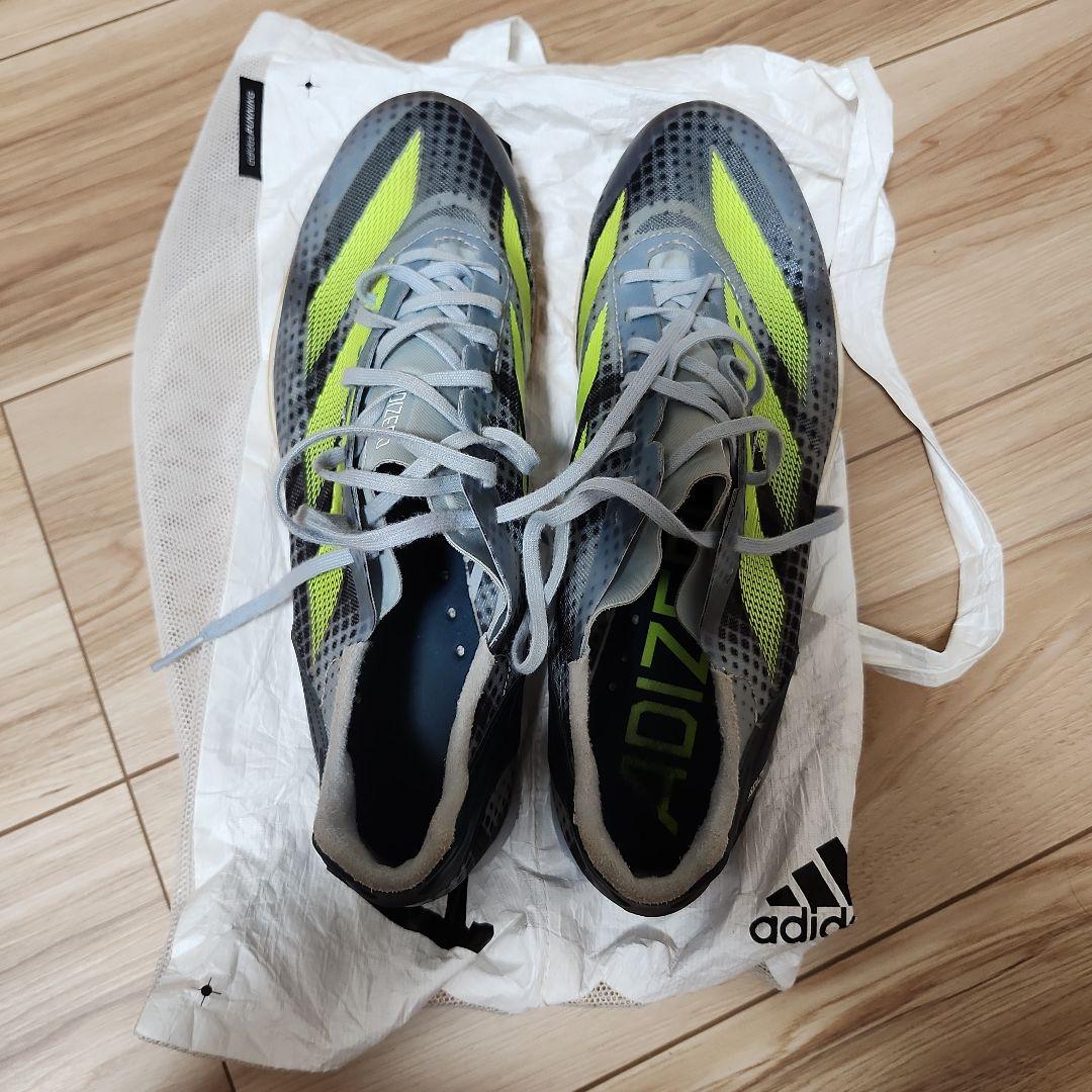 アディゼロプライムSP2 27cm 陸上スパイクシューズ グレー/イエロー