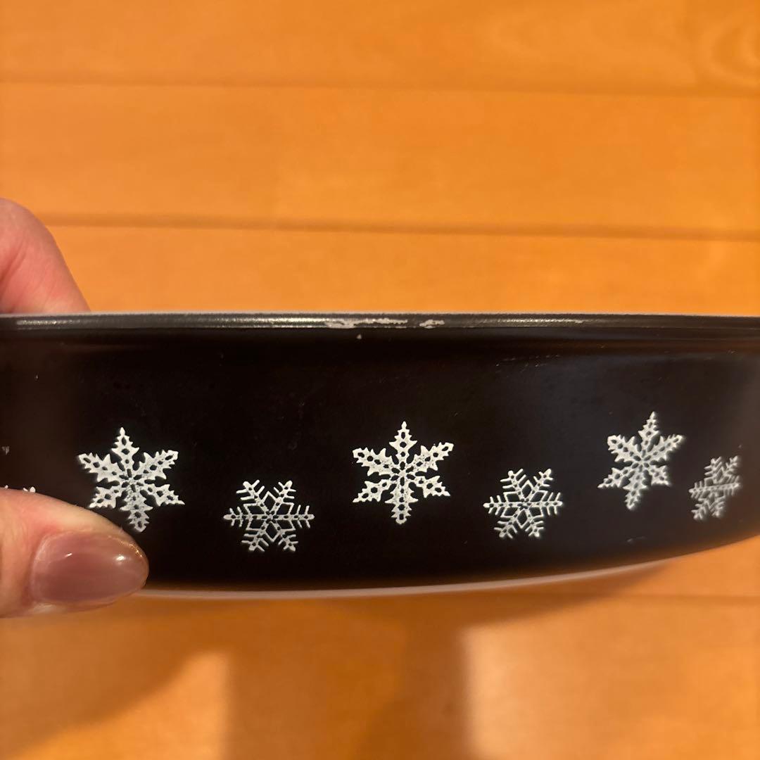 オールドパイレックス キャセロール マットブラック スノーフレーク 雪