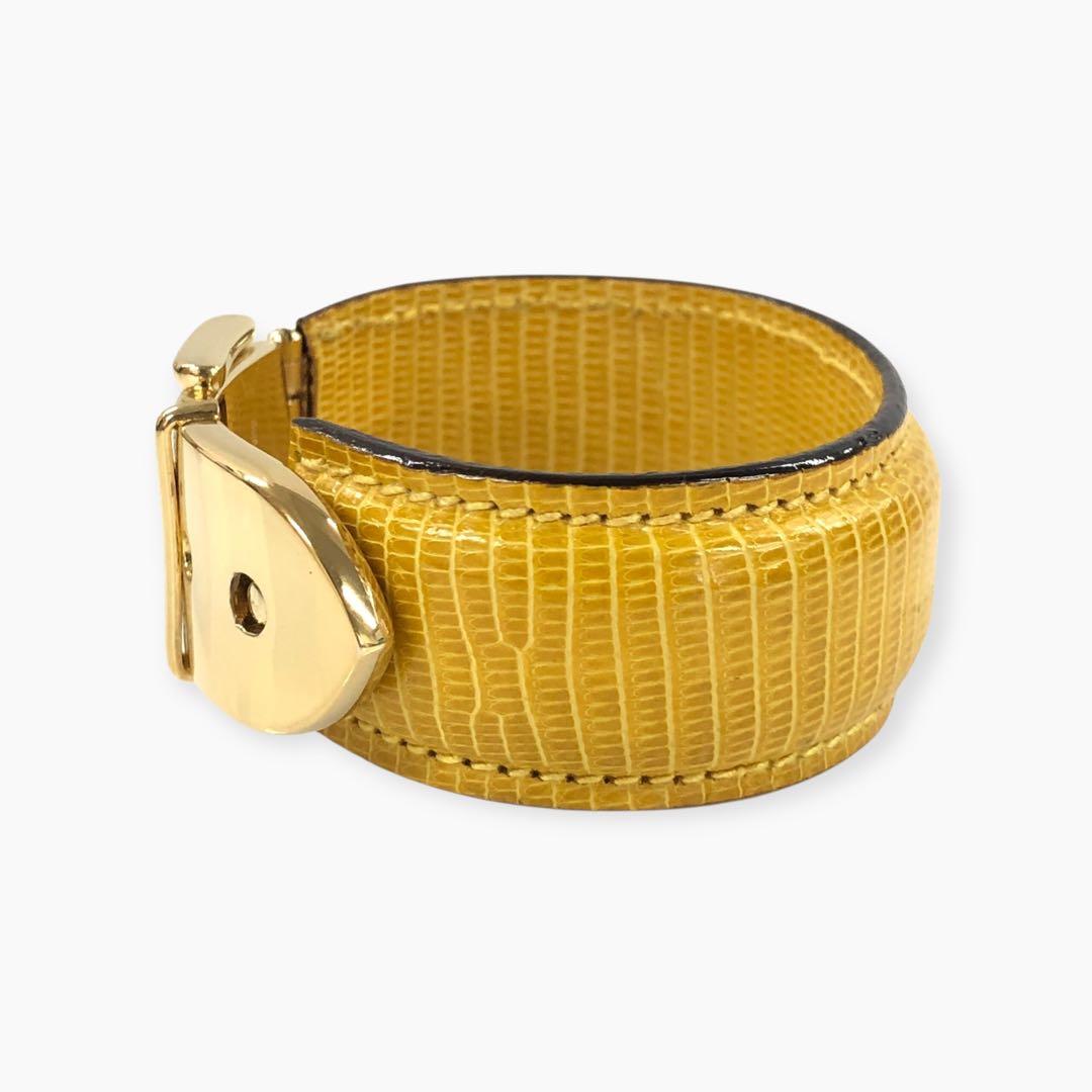 超美品 GUCCI グッチ リザード バングル ゴールド金具 イエロー - メルカリ