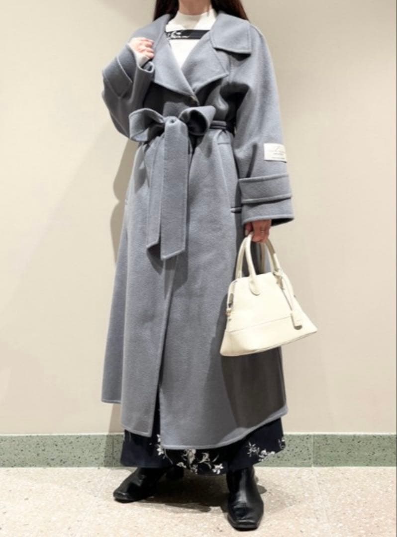 SNIDEL ウロコカシミアスタンドカラーコート ブルー SNIDEL（スナイデル）の「ウロコカシミアスタンドカラーコート（その他