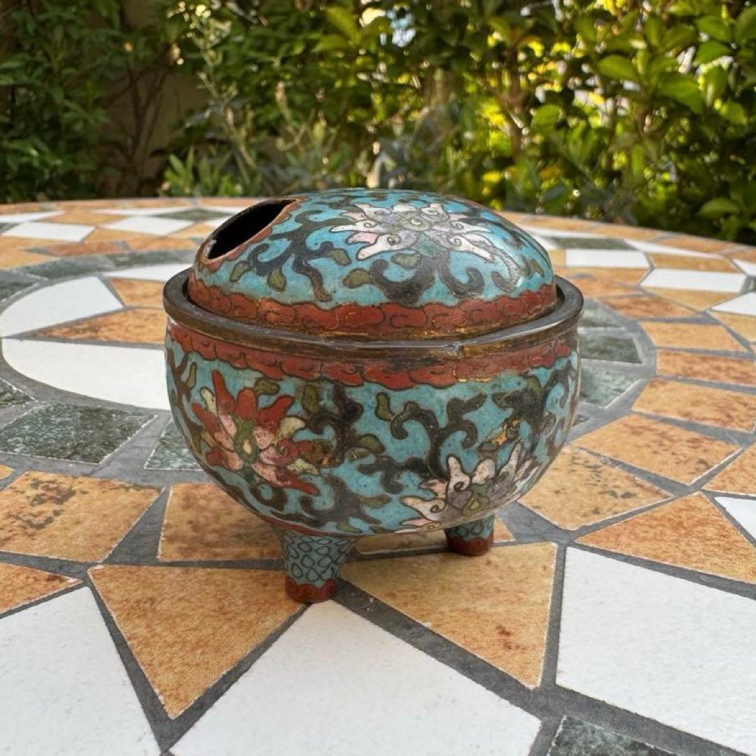 中国美術 景泰藍 七宝 香炉 唐物 骨董 共箱