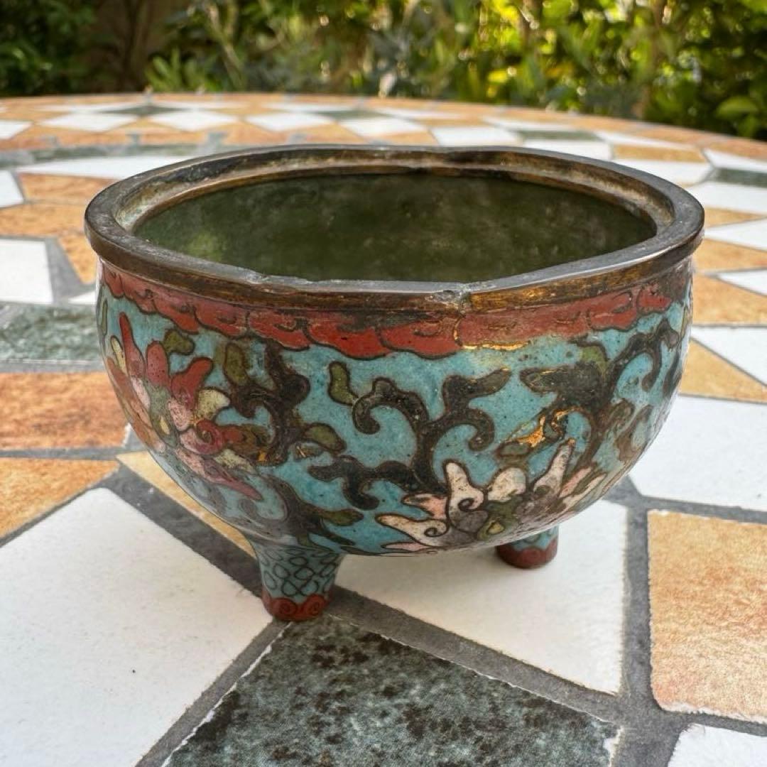 中国美術 景泰藍 七宝 香炉 唐物 骨董 共箱