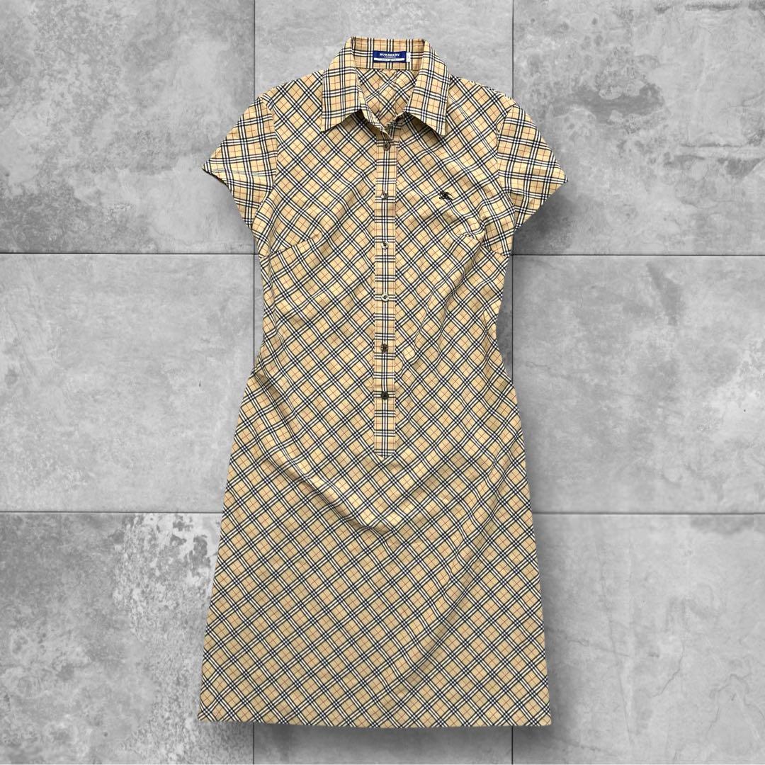 バーバリーブルーレーベル シャツワンピース ノバチェック 40 ベージュ y2k BURBERRY BLUE LABEL(バーバリーブルーレーベル) Nova check shirt