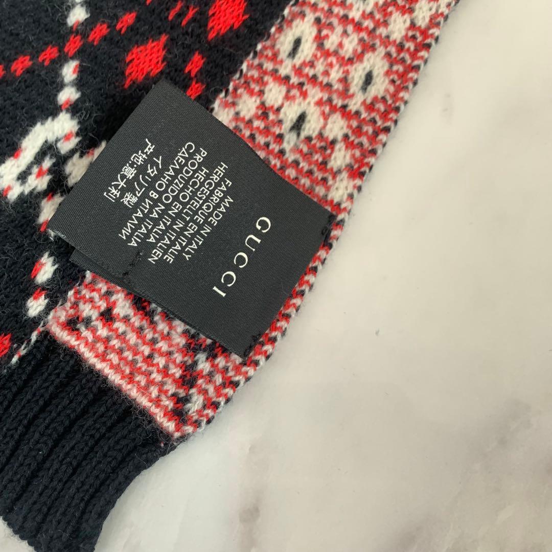 GUCCI ニット マフラー 25x180cm 幾何学模様 グッチ