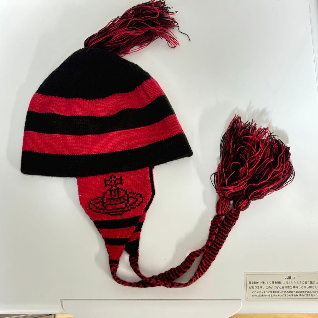 ヴィヴィアンウエストウッド オーブ ニット帽 赤 - メルカリ