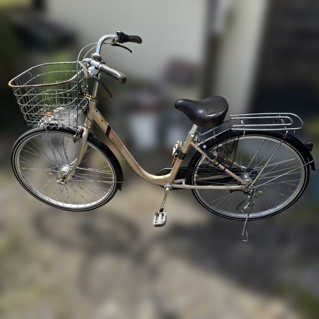 シティサイクル ベージュ 前面バスケット付き　マルキン　3段ギア付き シティサイクル ベージュ 前面バスケット付き マルキン 3段ギア付き