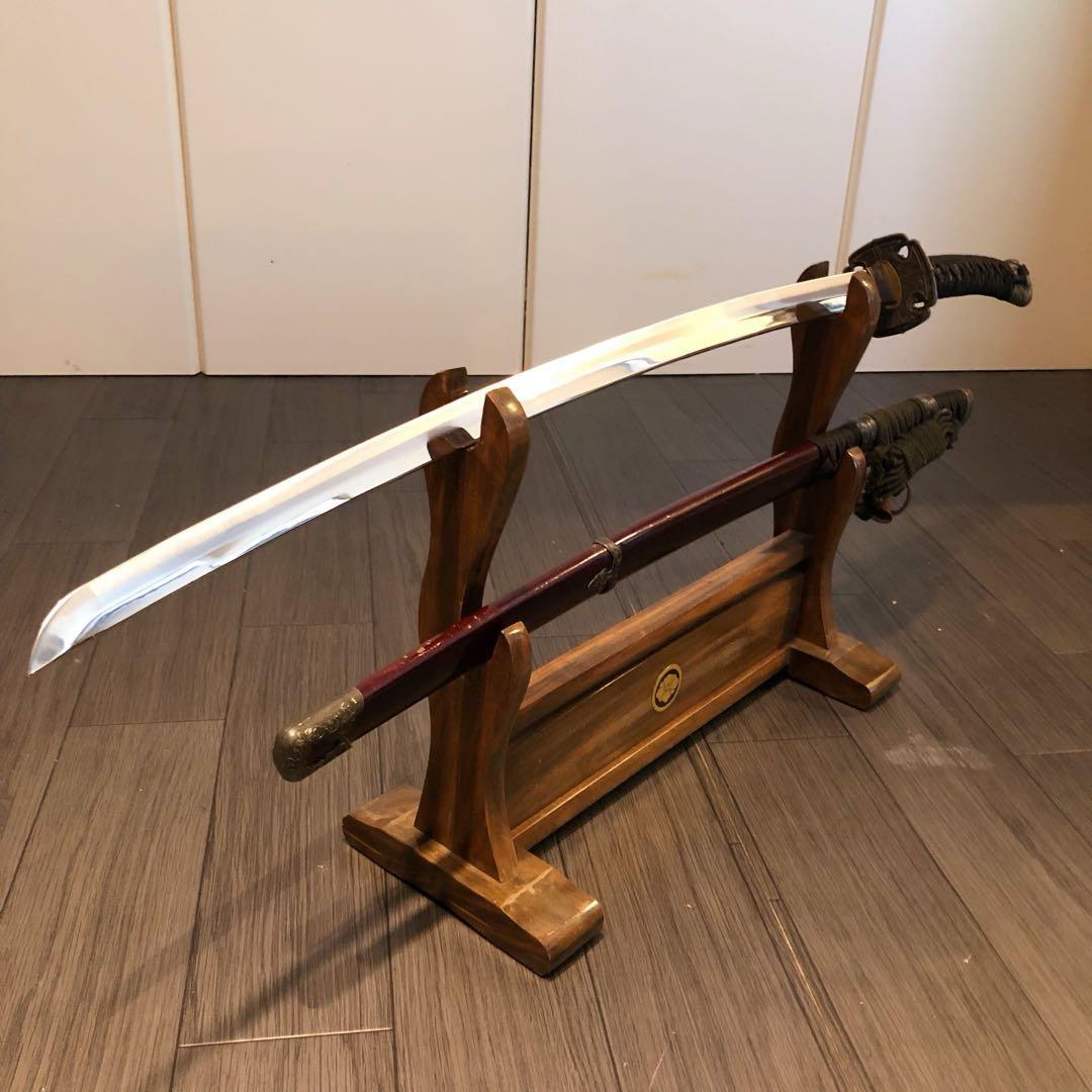 高級模造刀 日本軍拵え 居合刀 樋入刀身 合金刀身 朱拵え 重み