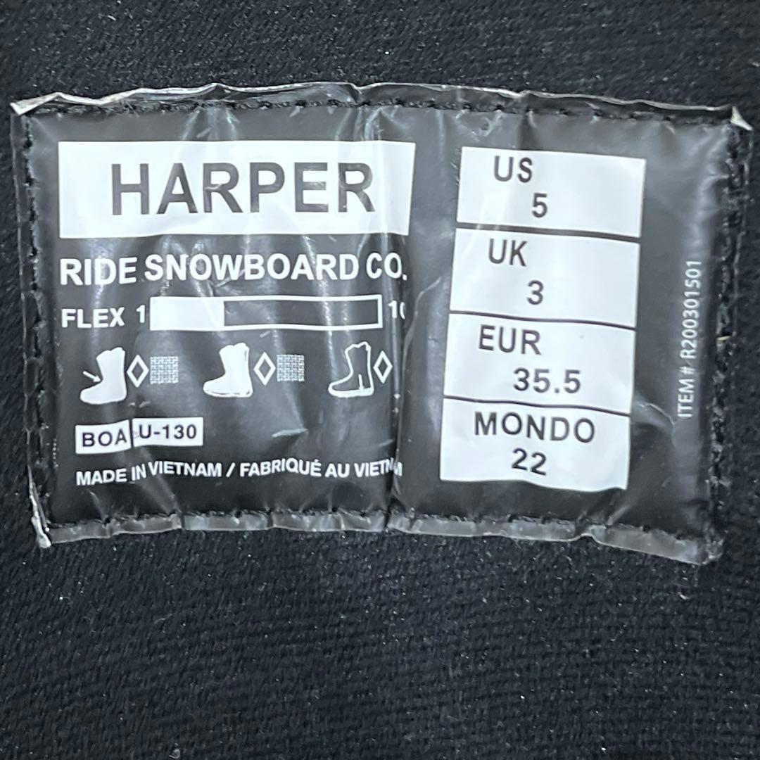 【超美品_即日発送】RIDE スノボブーツ　HARPER BOA　22.0cm