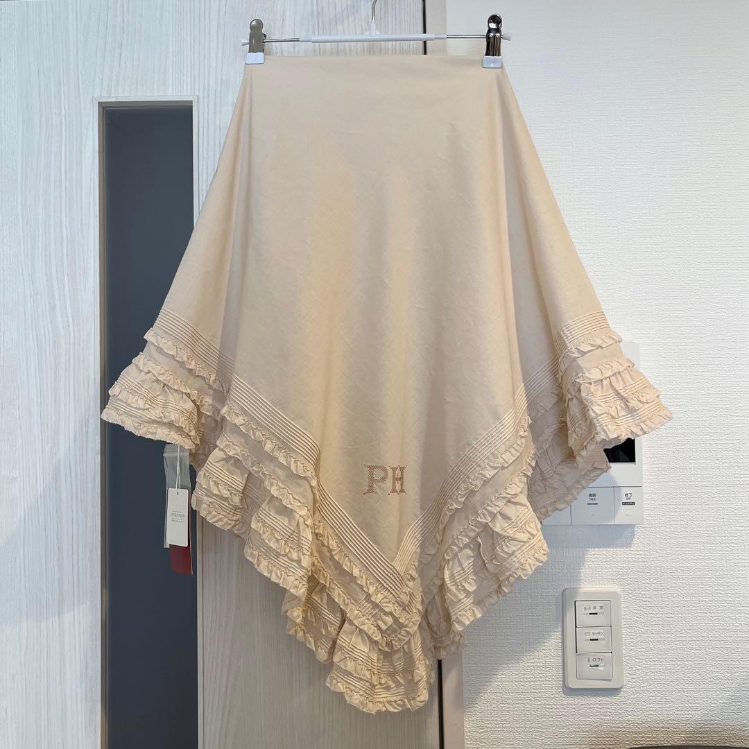 ピンクハウス 生成PHロゴ刺繍入りローンストール ピンクハウス 生成PHロゴ刺繍入りローンストール