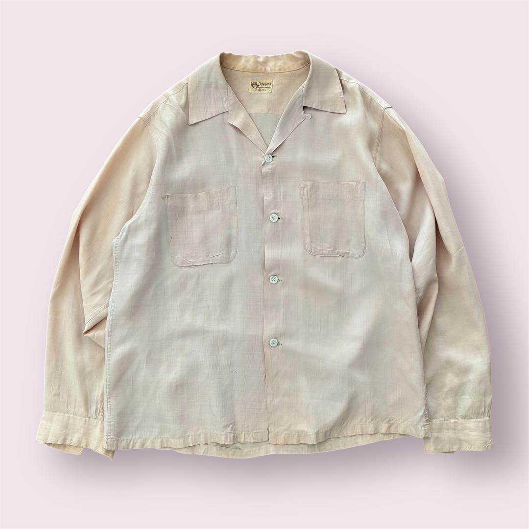 50s vintage 開襟シャツ カスリ 検 60s レーヨン ギャバジン 50s Argyle Pattern Rayon Gabardine Shirts 50年代 レーヨンシャツ