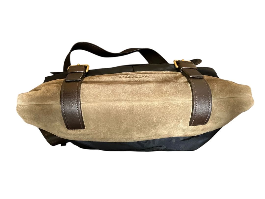 ○美中古 プラダPRADAスウェード切替ナイロンスクエアメッセンジャー