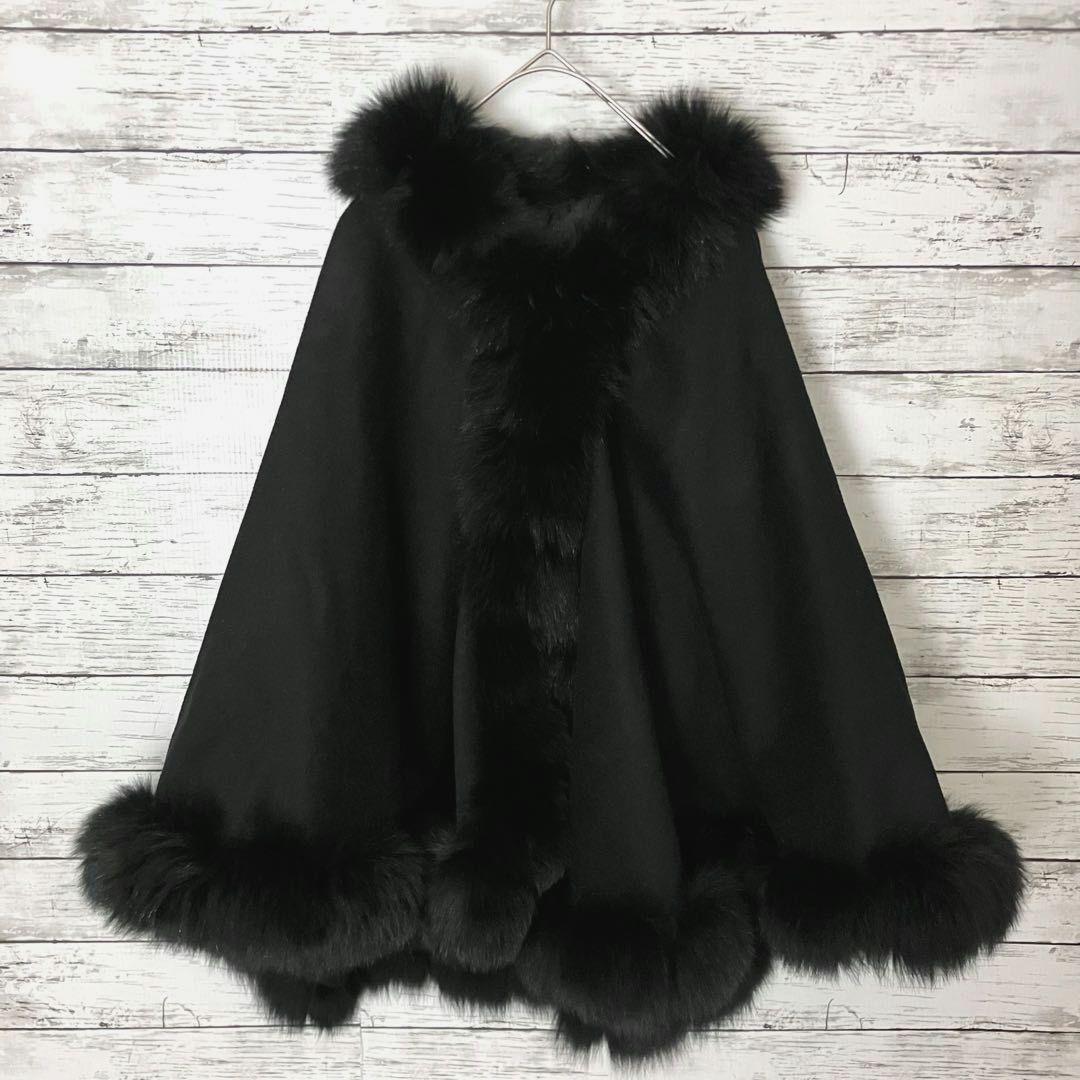 未使用品】ファビオラ ムーンバット カシミア混 フォックスファー ポンチョ